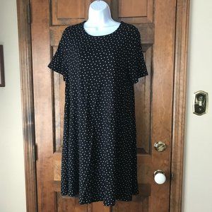 LOFT Black w/White Polka Dots Short Sleeve Dress Size 14